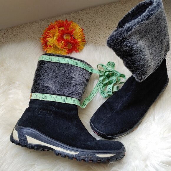 Black Real Fur Suede Side Zipper Winter Boots (38 EU) - Picture 15 of 16